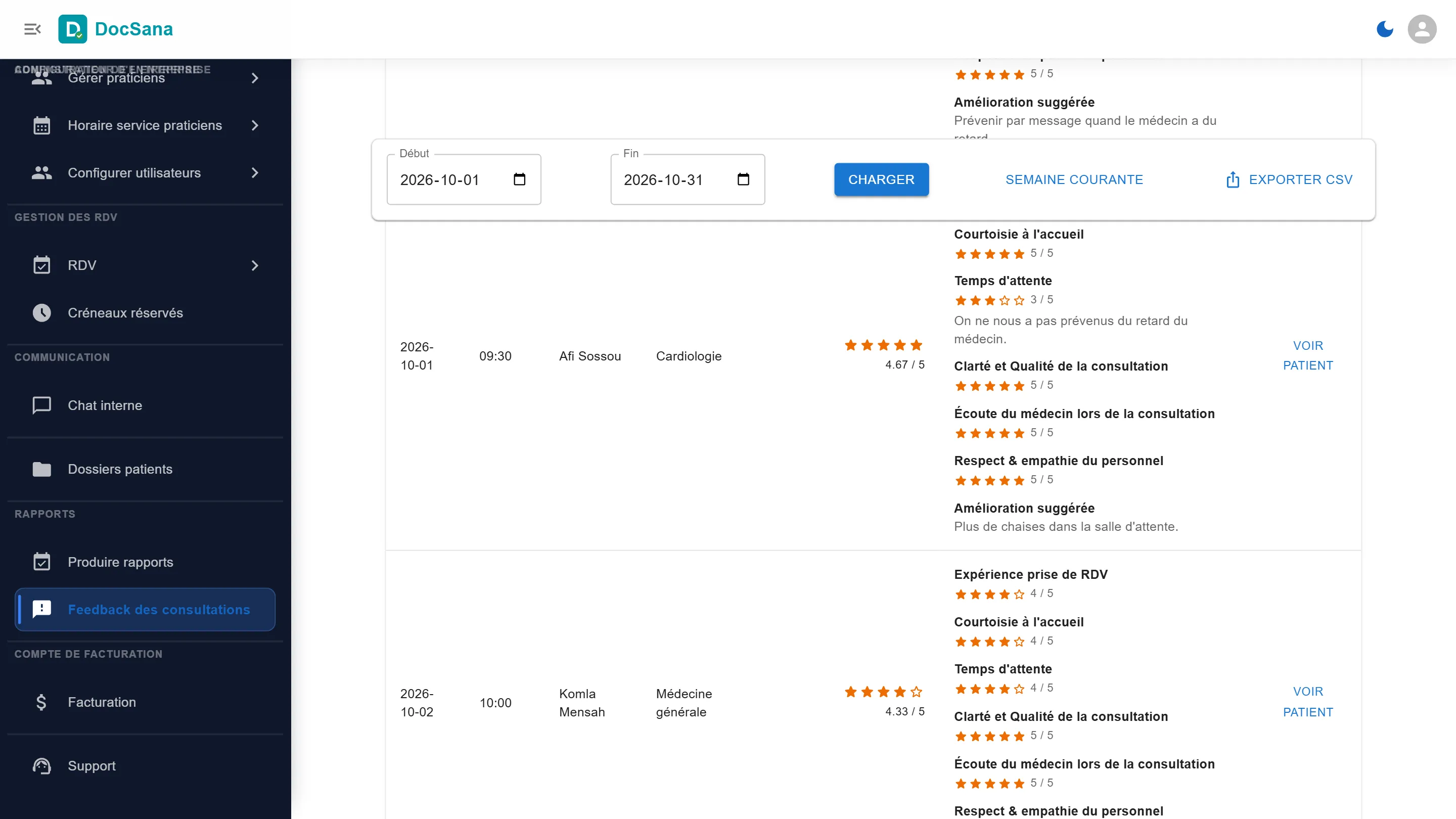 Détail d’un avis : temps d’attente 3 sur 5, avec le commentaire On ne nous a pas prévenus du retard du médecin