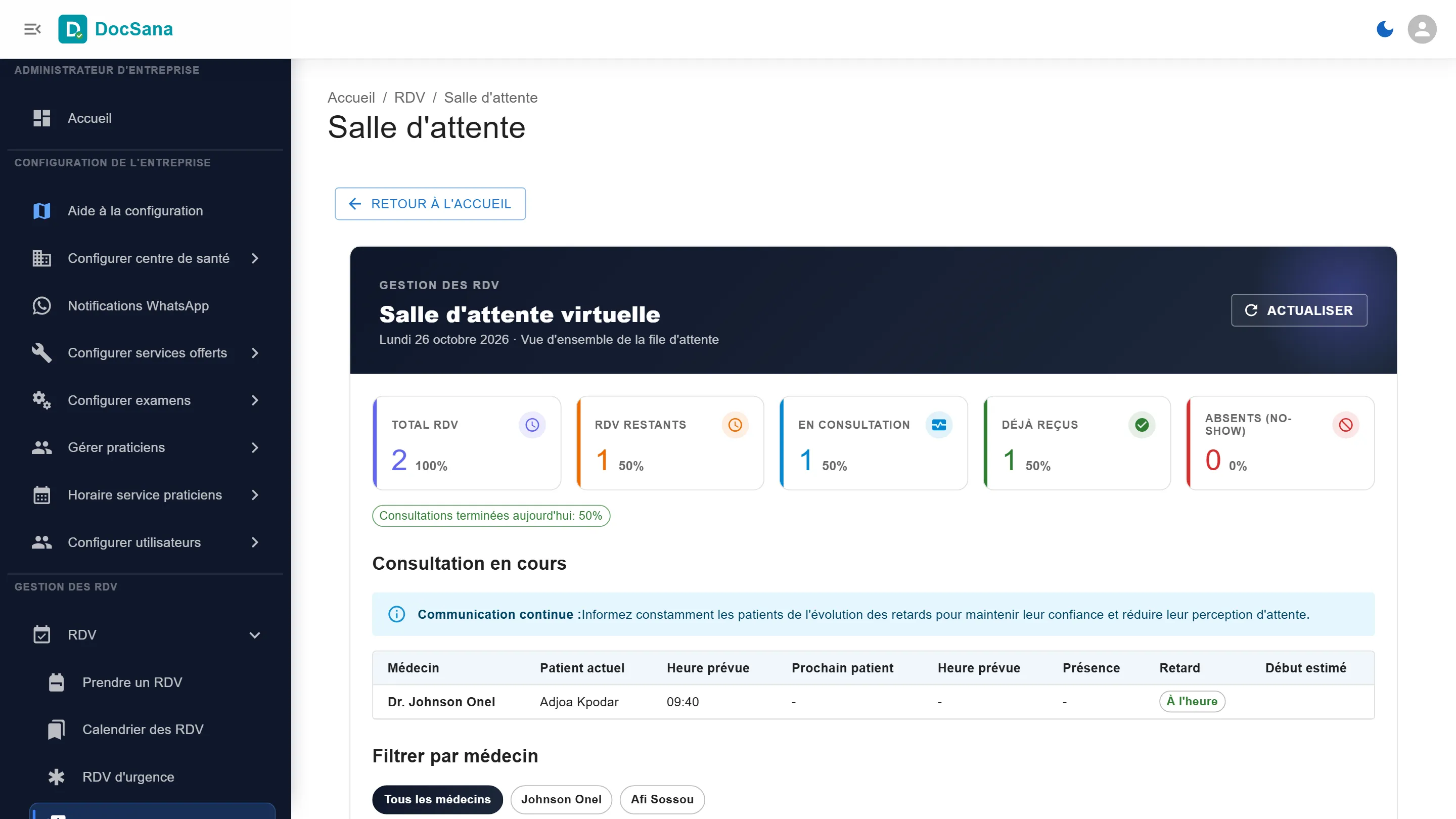Salle d’attente : l’encadré Communication continue rappelle d’informer les patients de l’évolution des retards